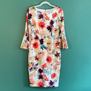Calvin Klein Floral Belle Sleeve Dress (size 6)